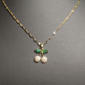 Elegant Gold Cherry Pendant Necklace